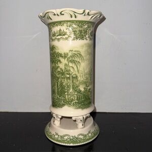 Green and Cream Decorative Vase